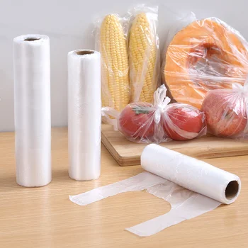 100ШТ Прозрачных рулонных пластиковых пакетов для сохранения свежести вакуумной пищевой упаковки 3 размера, пакеты для хранения продуктов с ручкой для сохранения свежести ZXH