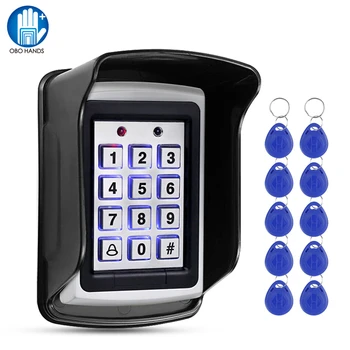 125 кГц RFID Металлическая клавиатура контроля доступа, Считыватель карт, Водонепроницаемая крышка, Электрический контроллер, брелки для ключей для наружной системы безопасности