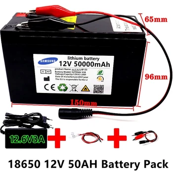 12V 50Ah 50000mAh 18650 литиевая аккумуляторная батарея встроенный высокоточный 30A BMS для опрыскивателей, аккумулятор для электромобилей + зарядное устройство 12,6V