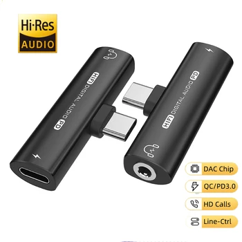 2 В 1 USB C с разъемом 3,5 мм Для наушников Аудиоадаптер PD 30 Вт Быстрая Зарядка Type C 3,5 мм Aux Hi-Res Конвертер Для iPad Pro Air Samsung