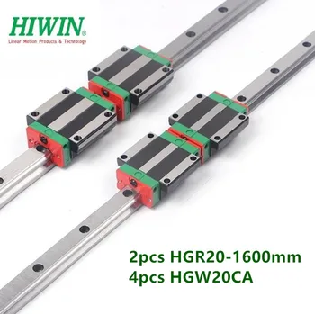 2 шт. Оригинальная направляющая линейного рельса HIWIN HGR20-1600mm + 4 шт. подшипники каретки с фланцевым блоком HGW20CA для ЧПУ