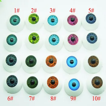 20 штук (10 пар) Полукруглые пластиковые кукольные глаза Смешанного цвета BJD EYES, Кукольные глазки Dollfie Оптом 16 мм