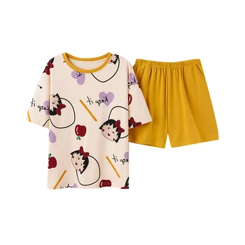 2022, Новая стильная пижама, Женские летние шорты с короткими рукавами, из двух предметов, Свободная Домашняя одежда с героями мультфильмов, которую можно носить вне дома