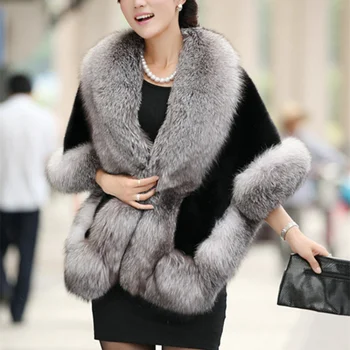 2023 Зимнее женское меховое пальто с большой шалью, женская зимняя куртка с имитацией лисьего меха, меховое пальто, теплые куртки из кроличьей шерсти для женщин