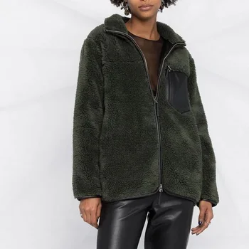 2023, новинка зимы, женское пальто с отложным воротником, имитирующее шерсть ягненка, женская темпераментная Свободная теплая зеленая куртка