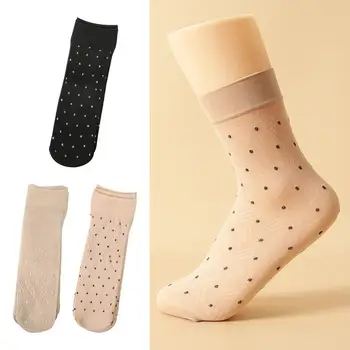 5 пар женских утолщенных коротких носков в горошек, зимние теплые удобные нескользящие, прочные в носке, модные повседневные нейлоновые носки для женщин