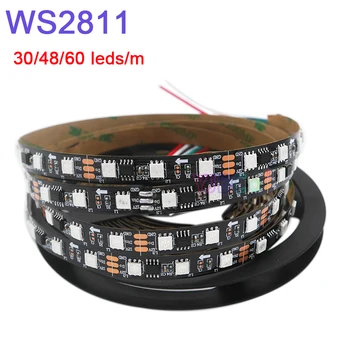 50 м 10 лотков, 5 м/рулон, адресуемая светодиодная лента WS2811 Smart Pixel; полноцветная DC12V; 30/48/60 светодиодов/м, WS2811 IC RGB, светодиодная лента