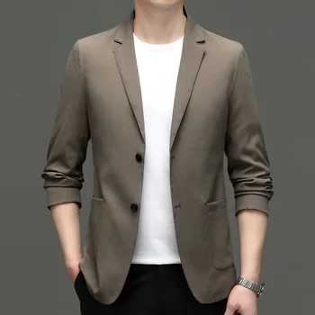 5856-2023 Мужской модный повседневный маленький костюм мужская корейская версия приталенного костюма 105 куртка однотонная куртка