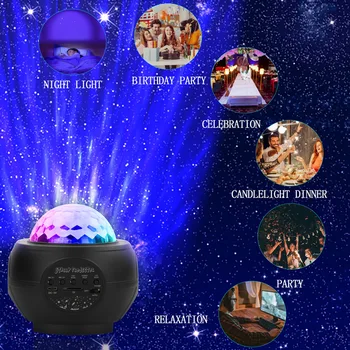 D2 Красочная светодиодная звезда Звездное Небо Ночник Проектор Вращающаяся Океанская волна Ночник Музыка USB Туманность лампа Galaxy Light