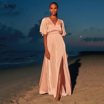 LORIE Beach, Элегантные вечерние платья с разрезом сбоку, расклешенные рукава, платья для выпускного вечера с V-образным вырезом в складку, Облегающее коктейльное платье из Саудовской Аравии
