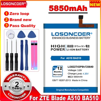 LOSONCOER 5850mAh Li3822T43P8h725640 Аккумулятор для ZTE Blade A510 BA510 Battery