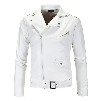 Mattswag/мужская новая модная белая кожаная куртка, весенне-осенняя мотоциклетная одежда на молнии, повседневные стильные приталенные пальто в стиле панк
