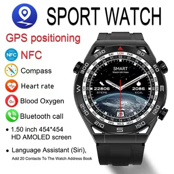 P-РОСКОШНЫЕ Умные Часы NFC AMOLED с Пользовательским Набором Номера Для Ответа На Вызов, Спортивные GPS-Трековые Компасы IP68, Водонепроницаемые Умные Часы Для Huawei Ultimate