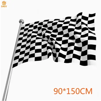 SMJY 90x150 см Гоночный Флаг Формулы-1 100% Полиэстер Классический Черно-Белый Клетчатый Гоночный Старт Специальный Баннер Бесплатная Доставка