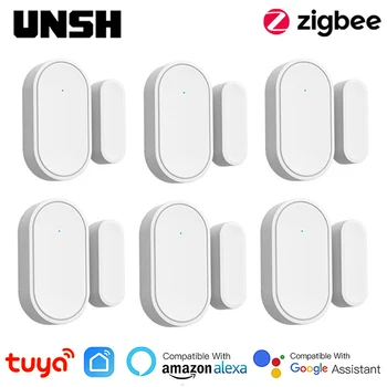 Tuya Zigbee 3.0 Умный дверной датчик, Детекторы открытия и закрытия дверей, Защита безопасности, Поддержка Smart Life Control Alexa Google Home