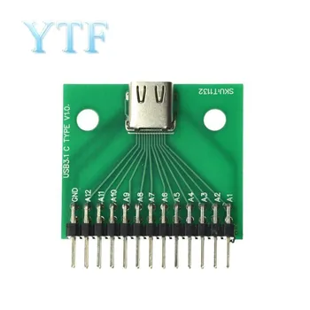 Type-C Женский USB 3.1 Тестовый адаптер для печатной платы Type C 24P Разъем Для передачи данных по проводному кабелю