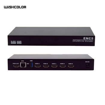 Wishcolor ENC5 UltraHD Live Encoder Кодировщик прямой трансляции 5-полосный видеокодер 4K HDMI H.265 HEVC UHD 4KP30