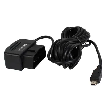 Автомобильное зарядное устройство OBD 16-контактный модуль преобразователя постоянного тока 12 В-5 В 2A с кабелем mini USB (изогнутый), защита от низкого напряжения, кабель 3,5 м