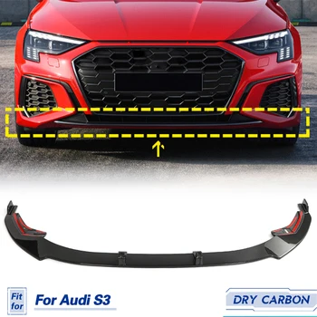 Автомобильный Передний Бампер Для Губ Dry Carbon Для Audi S3 Седан 4-Дверный 2021 2022 Передний Бампер Для Губ Фартук Защита Подбородка Аксессуары Защита