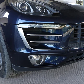 Автомобильный Стайлинг, хромированная передняя фара, отделка бровей, решетка для гриля, полоски для Porsche Macan 2014-17, Модифицированные наклейки для экстерьера автомобиля