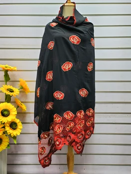 Африканский Шарф-Хиджаб Для Женщин, Шаль Из Хлопка с Вышивкой Даймонд, Мусульманский Платок Высокого Качества, Индийская Шаль Для Женщин, Арабский 210x110 см