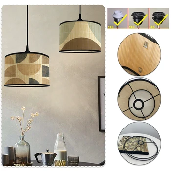 Бамбуковый абажур в стиле ретро, абстрактный светильник, люстра, Декор для проживания в семье, художественная тень, ремесла, абстрактный линейный узор