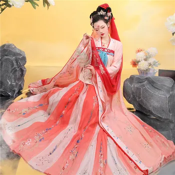 Весенние китайские традиционные танцевальные костюмы, женское ретро-платье, наряды Династии Хань, Элегантное платье принцессы Hanfu, сценическое представление