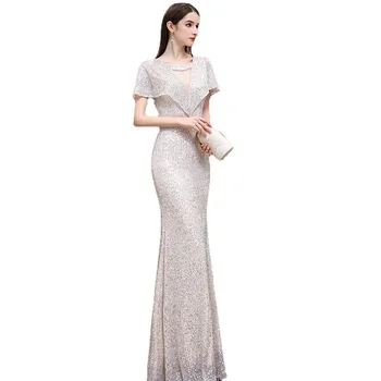 Вечернее платье с рыбьим хвостом для женщин 2023 Новый Банкетный стиль Текстура Маленькая группа Шампанское Платье для дня рождения для женщин
