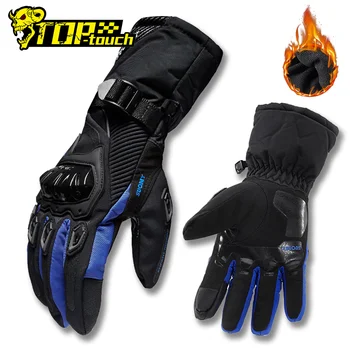 Водонепроницаемые мотоциклетные перчатки, зимние утолщенные перчатки с сенсорным экраном на весь палец, Защитные, противоскользящие, для верховой езды, мото перчатки