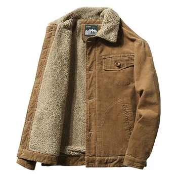Высококачественные куртки 2023, Мужская Зимняя Плюс Бархатная куртка, Вельветовая Повседневная куртка, Корейская модная однотонная хлопковая куртка