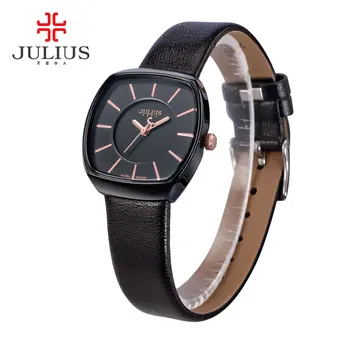 Женские часы Julius Lady, Японские Кварцевые часы, Изящный модный браслет, Простой Подарок для влюбленных на день рождения из натуральной кожи для девочек, без коробки