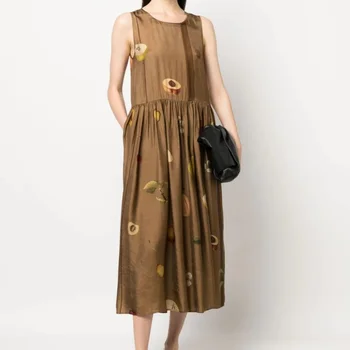 Женское платье с забавным фруктовым принтом, 3D вырез, боковой карман, платье на бретелях