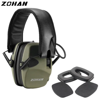 Защита слуха от стрельбы ZOHAN, электронная тактическая гарнитура, шумоподавляющие охотничьи наушники, съемные амбушюры