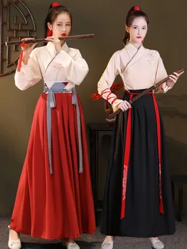 Китайское традиционное платье Hanfu Размера Плюс 5XL Оригинальный женский улучшенный костюм Студенческая ежегодная встреча Танец боевых искусств
