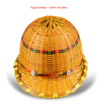 Конструкция Каски В стиле вентилируемого шлема с 6-точечной подвеской с храповиком, регулируемая ручка каски, бамбук ручной вязки