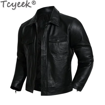 Короткие куртки из воловьей кожи, мужские осенние тонкие мотоциклетные куртки из натуральной кожи, мужская одежда S-6XL, модное специальное предложение