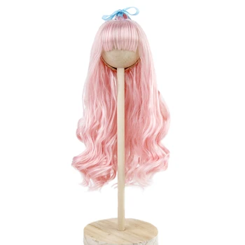 Кукольный Парик 1/4 7-8 дюймов С Длинными Вьющимися волосами, Розовый Молочный Шелк, Мягкая Проволока для BJD/SD/Smart Doll/MSD/Minifee/Yosd Аксессуары для Кукол