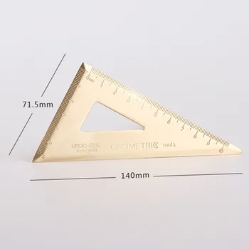 Латунная треугольная линейка Транспортир на 180 градусов Строительный эскиз Инструмент для рисования геометрических фигур Измерительная линейка
