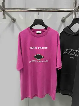 Летние Роскошные Женские футболки с вышивкой большого логотипа Paris France, Мужские футболки с коротким рукавом, Толстые мужские Хлопчатобумажные футболки Оверсайз