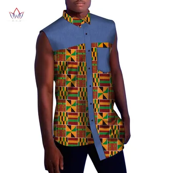 Летняя мужская африканская одежда, модные рубашки без рукавов, африканская одежда для мужчин, африканская футболка с принтом Анкары для мужчин WYN846