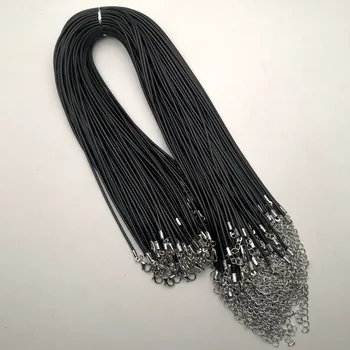 Мода 2,0 мм 45 см 60 см 70 см + 5 см черная восковая веревка с застежкой 