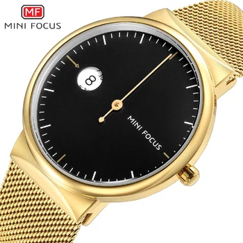 Модные мужские наручные часы MINI FOCUS с ремешками из нержавеющей стали, Роскошные часы, Деловые кварцевые часы Montre Femme