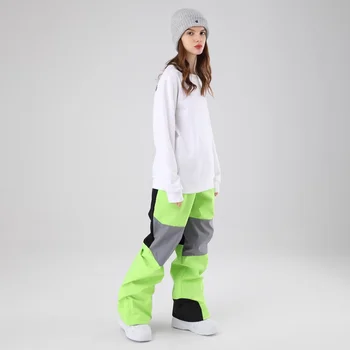 Мужские Свободные лыжные брюки для сноуборда, Ветрозащитные водонепроницаемые теплые зимние брюки, Унисекс, спортивные штаны в стиле пэчворк