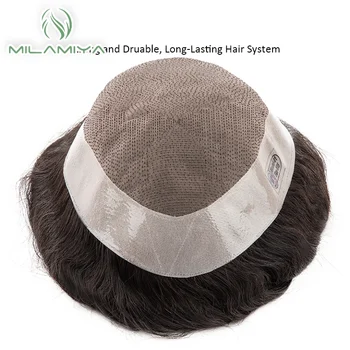 Мужской парик из человеческих волос, тонкий Мужской парик с монофонической структурой, 130% Плотность, прочный волосяной протез, Парик для мужчин, 6 