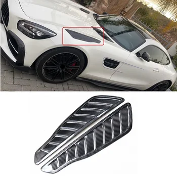 Настоящее сухое карбоновое волокно, автомобильное переднее вентиляционное крыло, боковые воздухозаборники, крышки для Mercedes Bens AMG GT 2 шт.