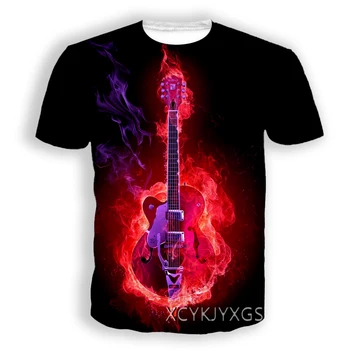 Новая Мужская/Женская футболка с 3D Принтом Guitar Art, Модная футболка с коротким рукавом, Спортивные Летние топы в стиле хип-Хоп L16
