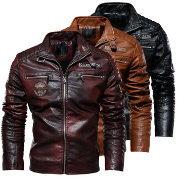 Новинка зимы 2023, мужская куртка из искусственной кожи, плюшевая утолщенная повседневная винтажная мотоциклетная куртка, молодой красивый мужчина в кожаной куртке