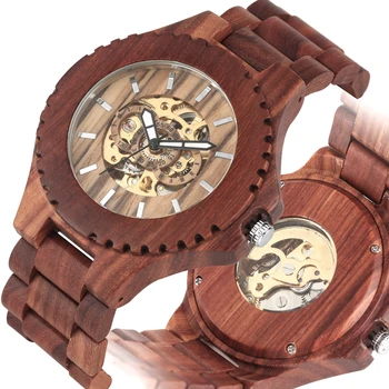 Новые роскошные мужские механические автоматические часы, винтажные деревянные часы, лучший бренд, мужские наручные часы из дерева reloj hombre