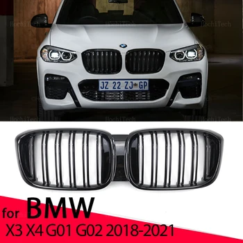 Новый Вид Решетки Радиатора Автомобиля Гриль Передняя Почка Глянцевая 2 Линии Двойная Планка Для BMW X3 G01 X4 G02 Pre-LCI 2018-2021 Автомобильные Аксессуары