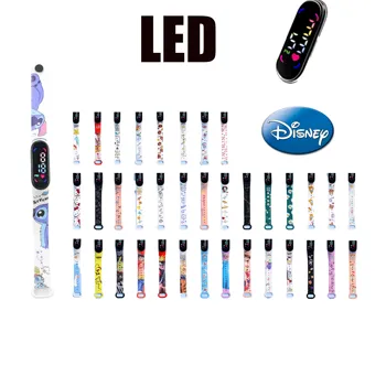 Новый светодиодный электронный дисплей Disney's, модные детские часы, сенсорный дисплей, ремешок из экологически чистого пластика